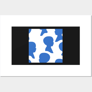 Little Boy Silhouette - Blue on White Background Posters and Art